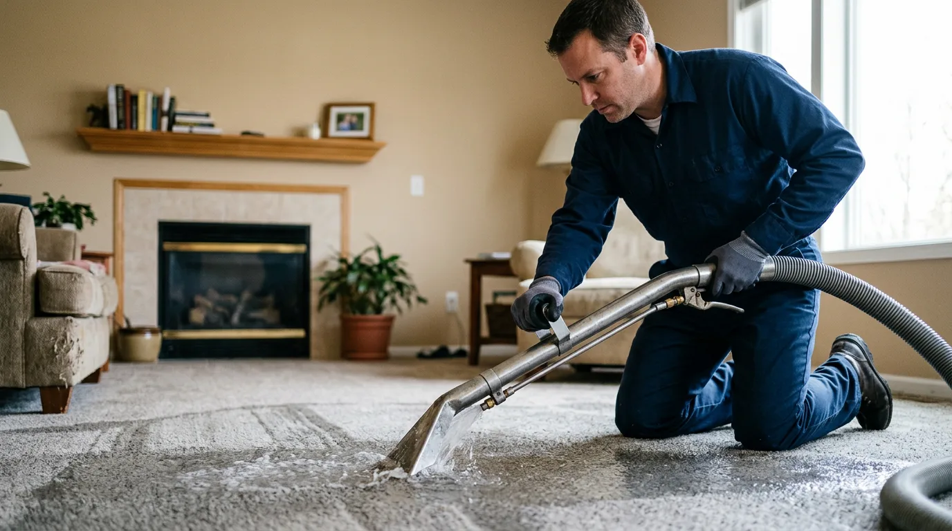 Water damage restoration technician working near Brawley, CA